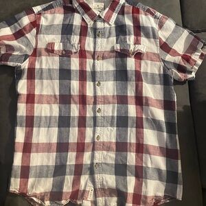 Men's Red and Blue Plaid Shirt